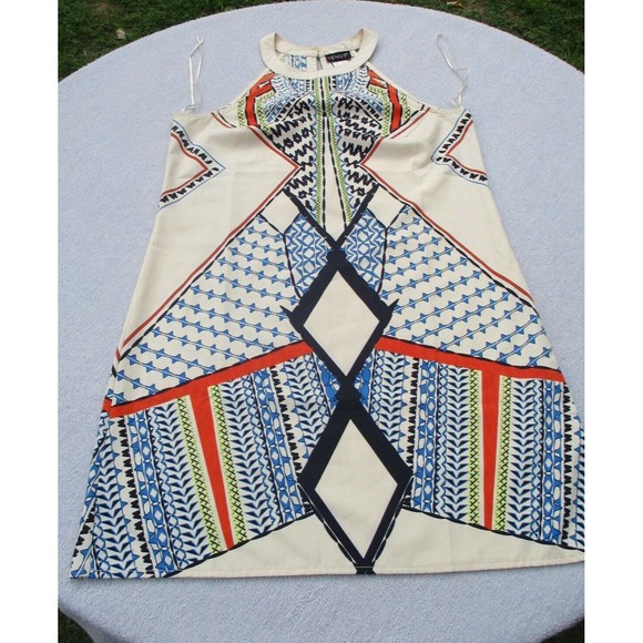 Venus Halter Mini Dress Women’s Small Cream Multicolored Geometric Sleeveless - Picture 16 of 16